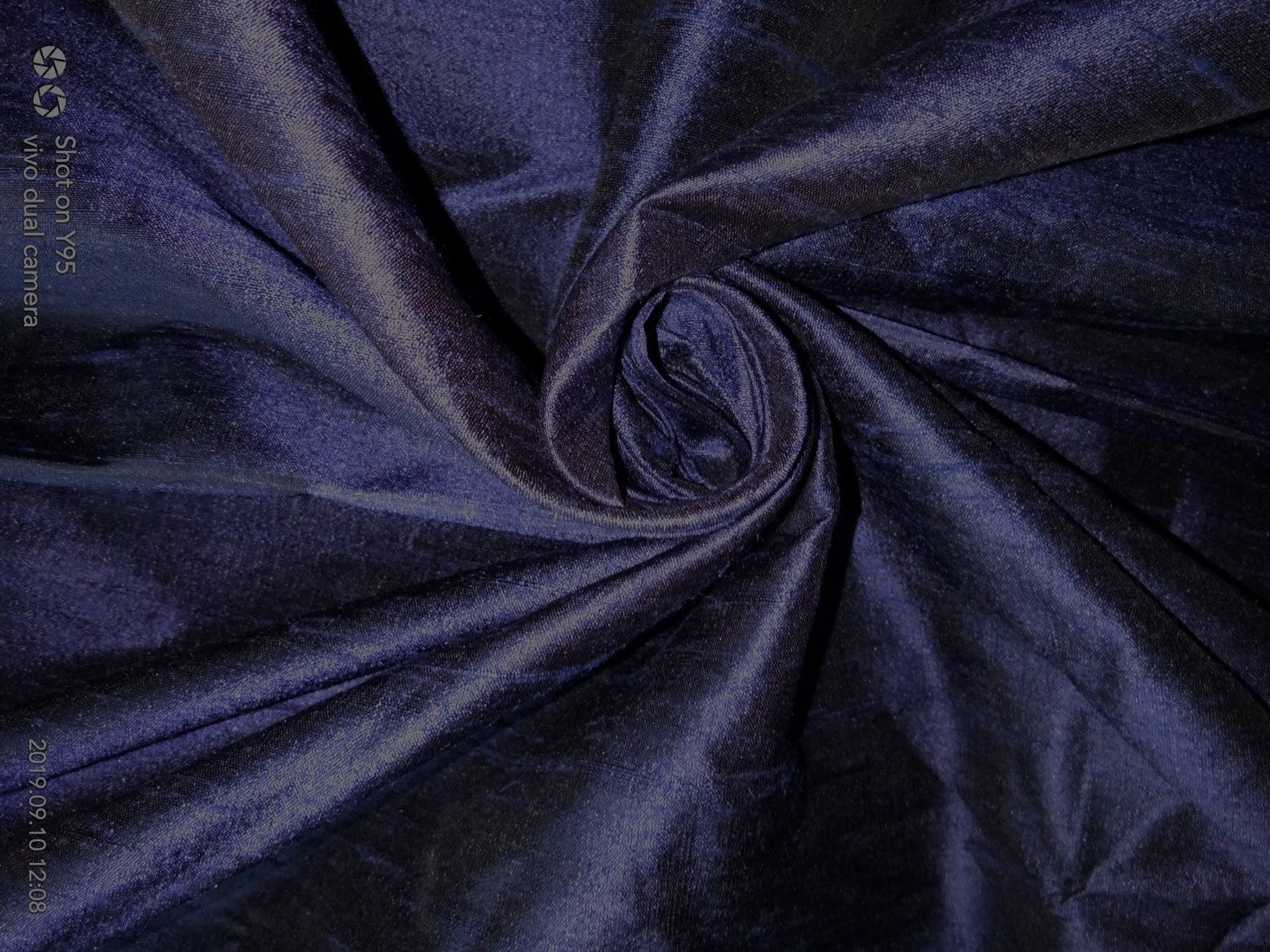 Dark Navy Silk Wool Fabric
