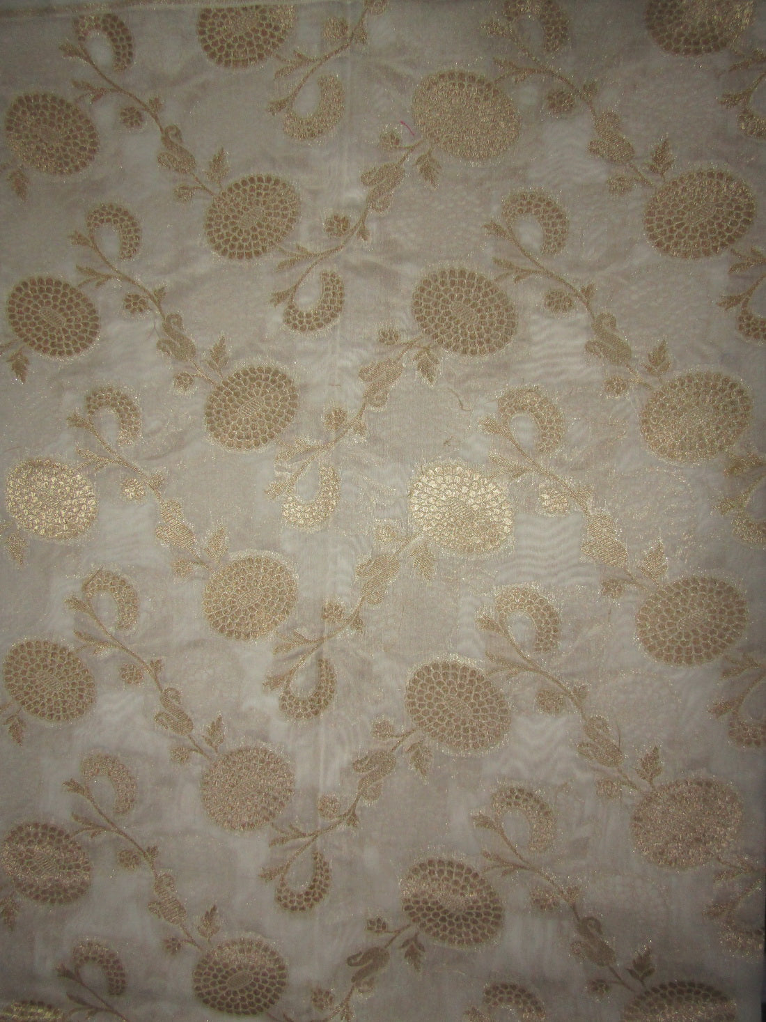 Silk Cotton Chanderi Fabric Natural ivory x metallic gold 44&quot; wide [10264]