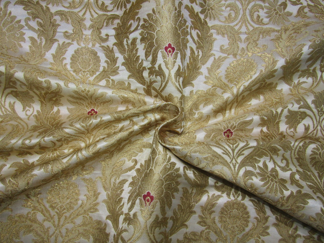 Royal Ember Peaks Kente Brocade Fabric in Burgundy, Indigo, and Gold Metallic Accents