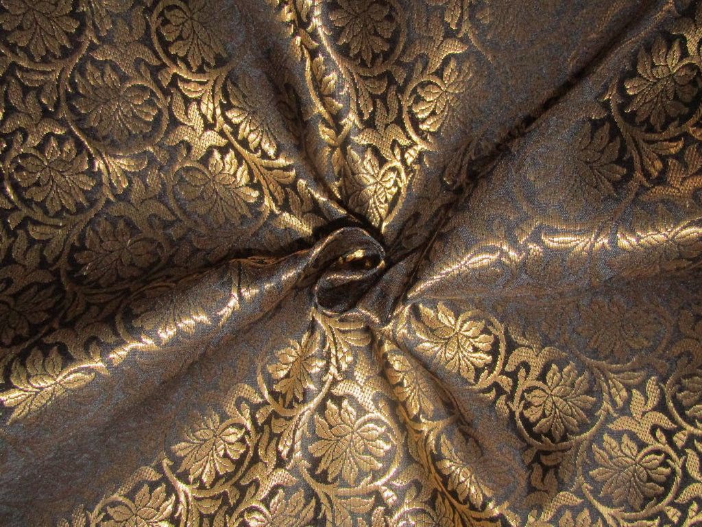 Brocade fabric black x metallic gold color 44" wide BRO756B[1]
