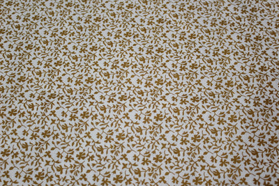 100% Linen Beautiful Gold Floral Print Fabric 58" wide [10130]