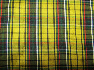 100% silk dupion yellow black red white plaids fabric 54&quot; wide