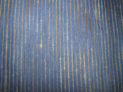 Art Tussar Silk x Gicha Blue with Gold Stripes 44&quot; wide [11146]