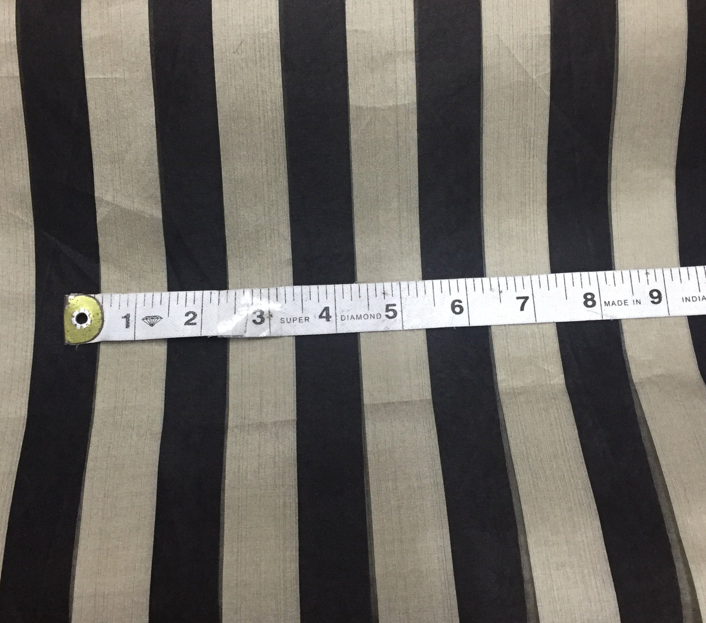 100% silk organza beige and black stripes fabric 54" by the yard [11073]