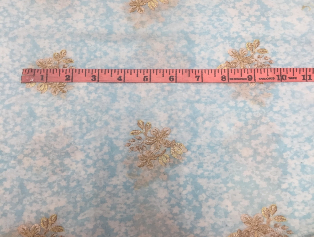 Cotton Voile Fabric with Floral Embroidered motifs ~ 44&quot; wide by the yard