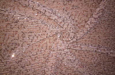 Lycra Net Fabric with SEQUENCE Rose gold color 58&quot; Wide