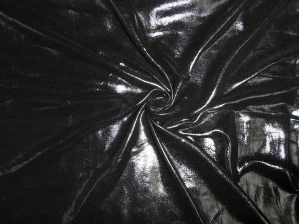 silver black foil printed polyester georgette semi sheer fabric 44&quot;
