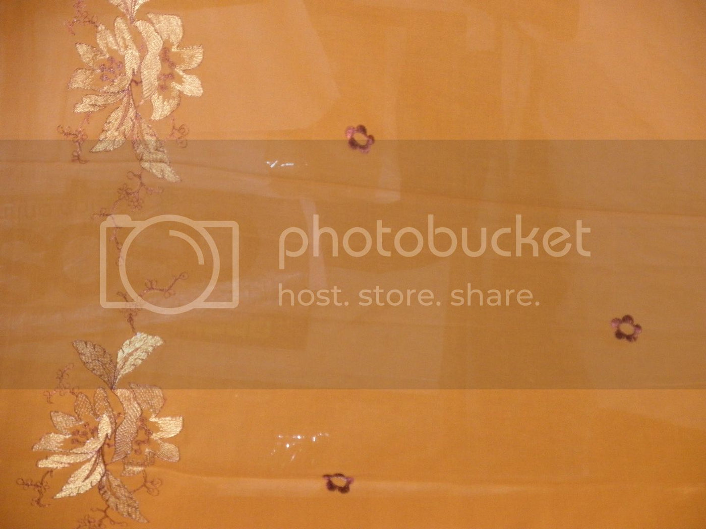 Mango Orangeish Yellow voile fabric with embroidery 58&quot;