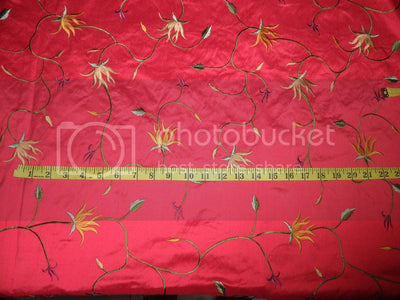 Pure SILK DUPIONI Fabric Floral Embroidery DUPE9[2]