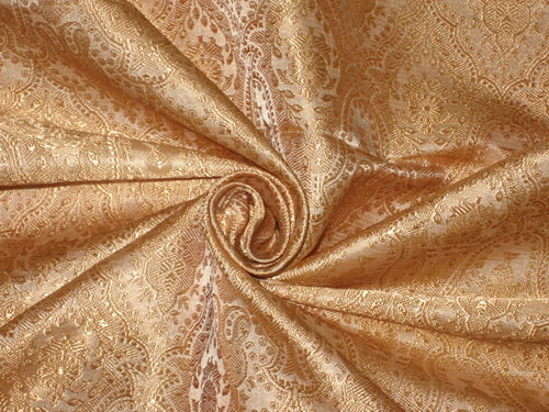 Silk Brocade fabric Golden Brown Victorian Design 44
