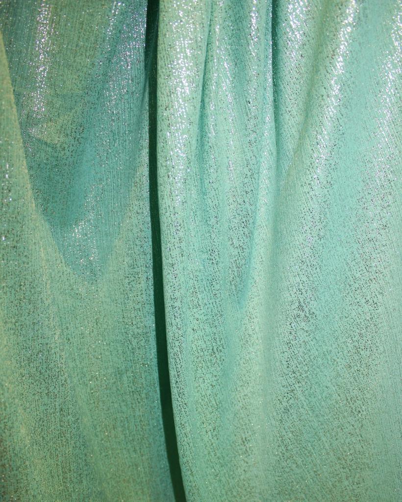 Sea Green shimmer silver Lycra lurex fabric ~ 58&quot; wide.