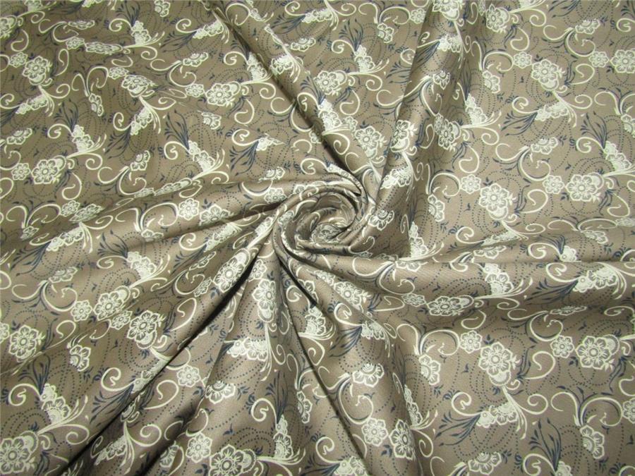 100% COTTON SATIN TAUPE floral print 58" wide using Discharge Printing Method [8694]