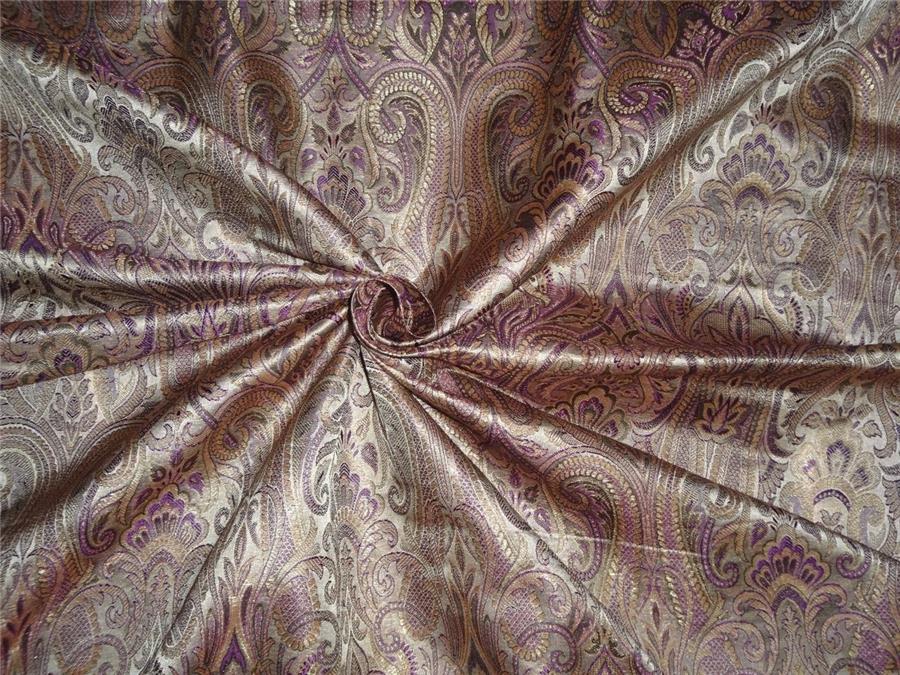 silk brocade fabric purple x metalic gold color 44 wide BRO542[3] –
