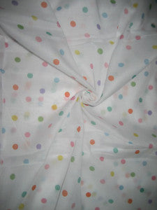 Cotton organdy printed fabric White & Multi Color Dots 44