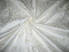 Pretty Ivory SILK DUPIONI Fabric with Embroidery