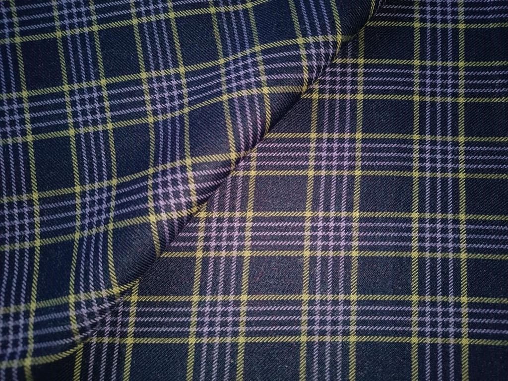 Tweed Suiting Heavy weight premium Fabric navy blue ,purple and yellow Plaids 58" wide