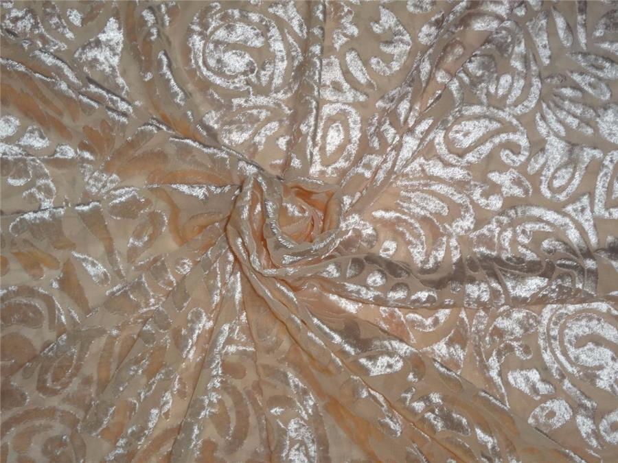 Pastel Pink Devore Polyester Viscose Burnout Velvet fabric 44