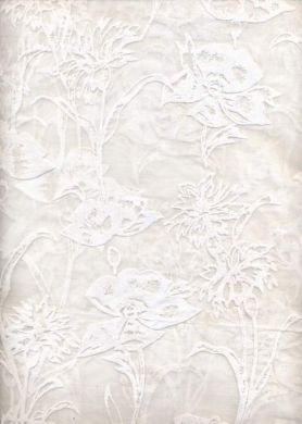 cotton organdy Flock printed ~ floral design - The Fabric Factory