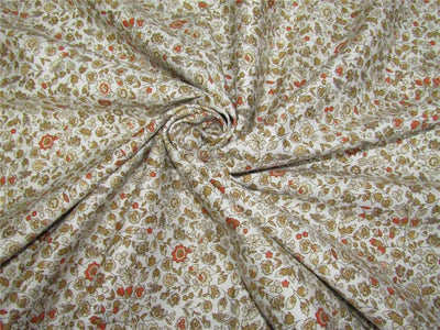 100% COTTON SATIN ivory &brown Color print 58" wide using Discharge Printing Method [8699]
