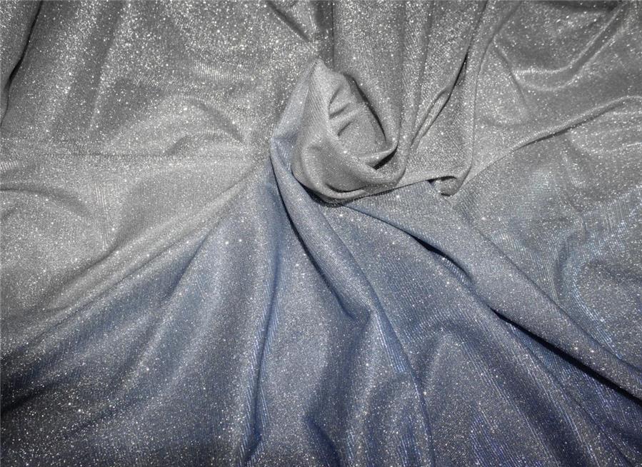 Ink Blue x Silver color Ombre shimmer Lycra fabric ~ 58" wide
