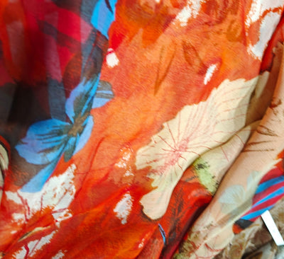Silk chiffon printed  fabric BRIGHT MULTI COLOR ABSTRACT PRINT 44" wide [17043]