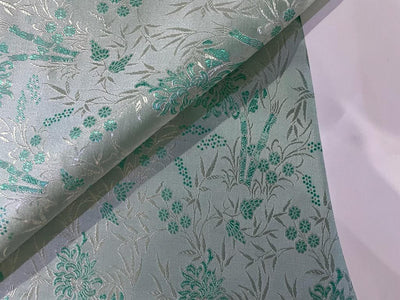 SILK BROCADE FABRIC Light Sea Green colour 44" wide BRO272[1]