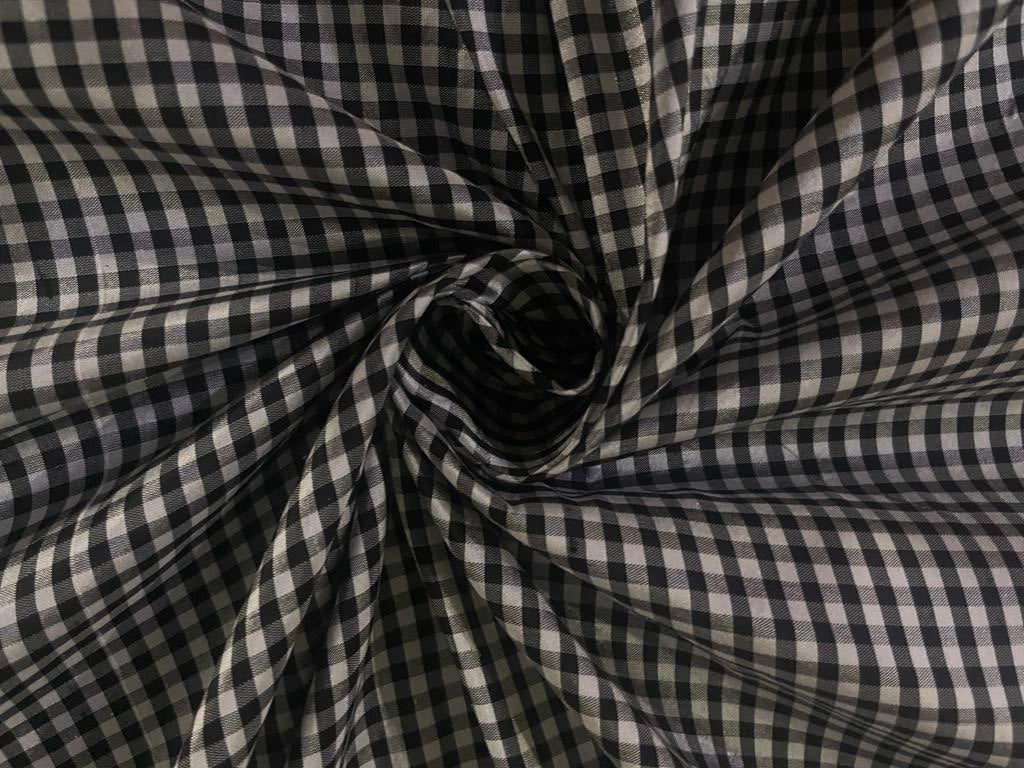 Silk Dupioni BLACK AND WHITE  Plaids DUPC1