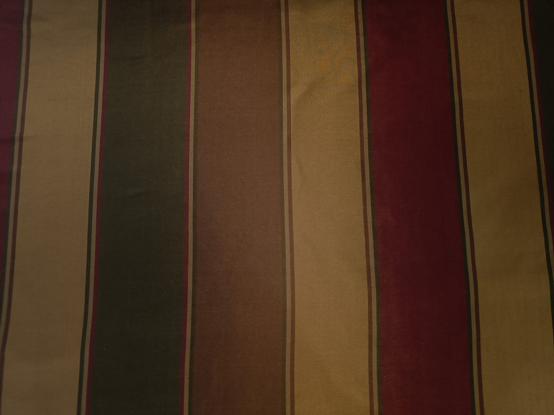 100% SILK TAFFETA FABRIC GOLD.KHAKHI,BROWN Stripes 54
