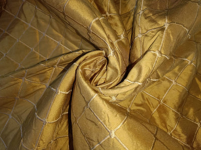 SILK DUPIONI Quilted pintuck Fabric in available in 4 colors [GOLD SILVER GREY OLIVE BROWN]