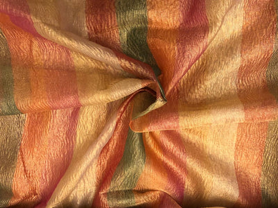 Tissue Crushed  gold with color stripes of multi color 44" wide  [18498]