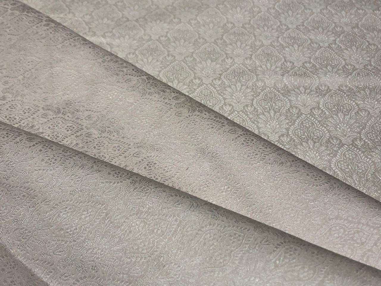 Silk Brocade fabric 44" wide SELF JACQUARD  available in 2 colors pink and white ivory BRO956[4/6]