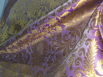 Silk Brocade fabric 44" wide with metallic gold jacquard  lilac color BRO805(2)NEW/BRO825[2]