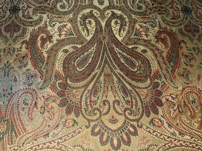Silk Brocade fabric gold, red and green with metallic gold  paisley jacquard COLOR 44" WIDE BRO898A[2]