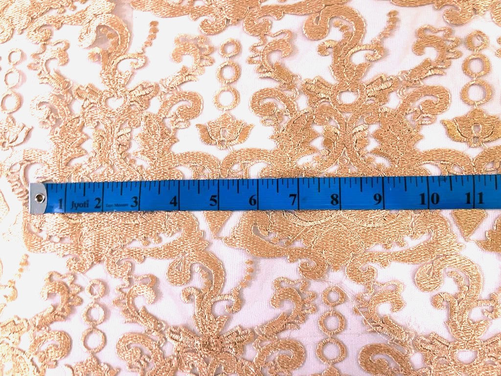 Beautiful Embroidery LACE fabric BRIGHT GOLD 58" WIDE [15041]