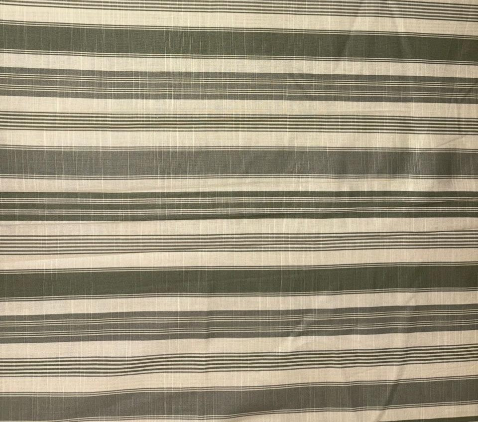 100% Cotton Poplin 58" wide  olive green and white ivory  stripes [18325]