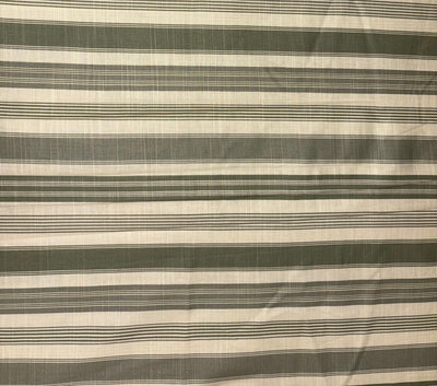100% Cotton Poplin 58" wide  olive green and white ivory  stripes [18325]