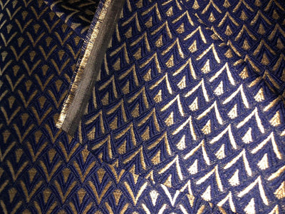 Brocade Fabric 54" wide NAVY , BLACK AND METTALIC GOLD BRO913[3]