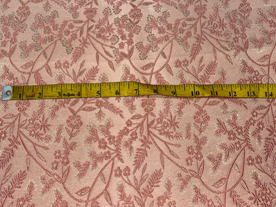 Silk Brocade fabric available in 2 colors mint and peach floral vines subtle shimmer  BRO1079[1/2]