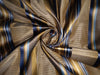 100% SILK TAFFETA FABRIC gold beige/blue with satin stripes 54" wide TAF#S130[1