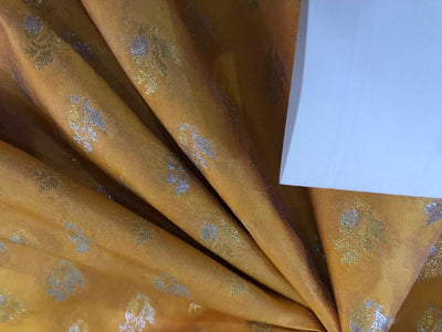 Silk Brocade fabric Gold with gold and silver motif 44" wide Jacquard BRO911[2]
