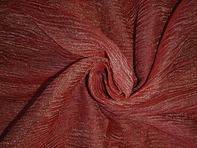 Silk Metallic tissue organza Crinkled [crushed] fabric 32" wide available in three colors [dark brown rust x copper salmon]