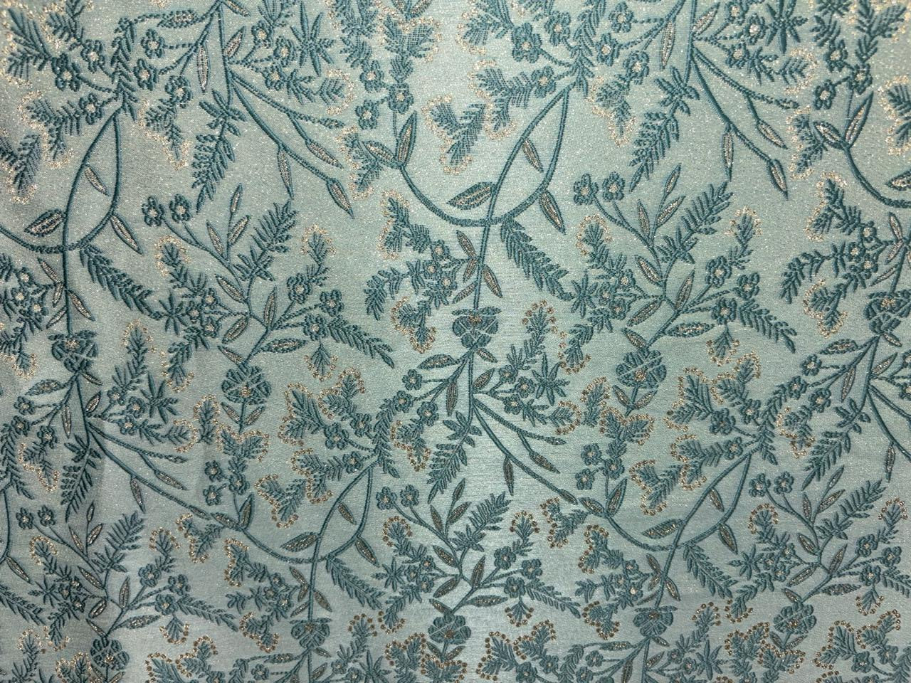 Silk Brocade fabric available in 2 colors mint and peach floral vines subtle shimmer  BRO1079[1/2]