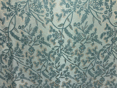 Silk Brocade fabric available in 2 colors mint and peach floral vines subtle shimmer  BRO1079[1/2]