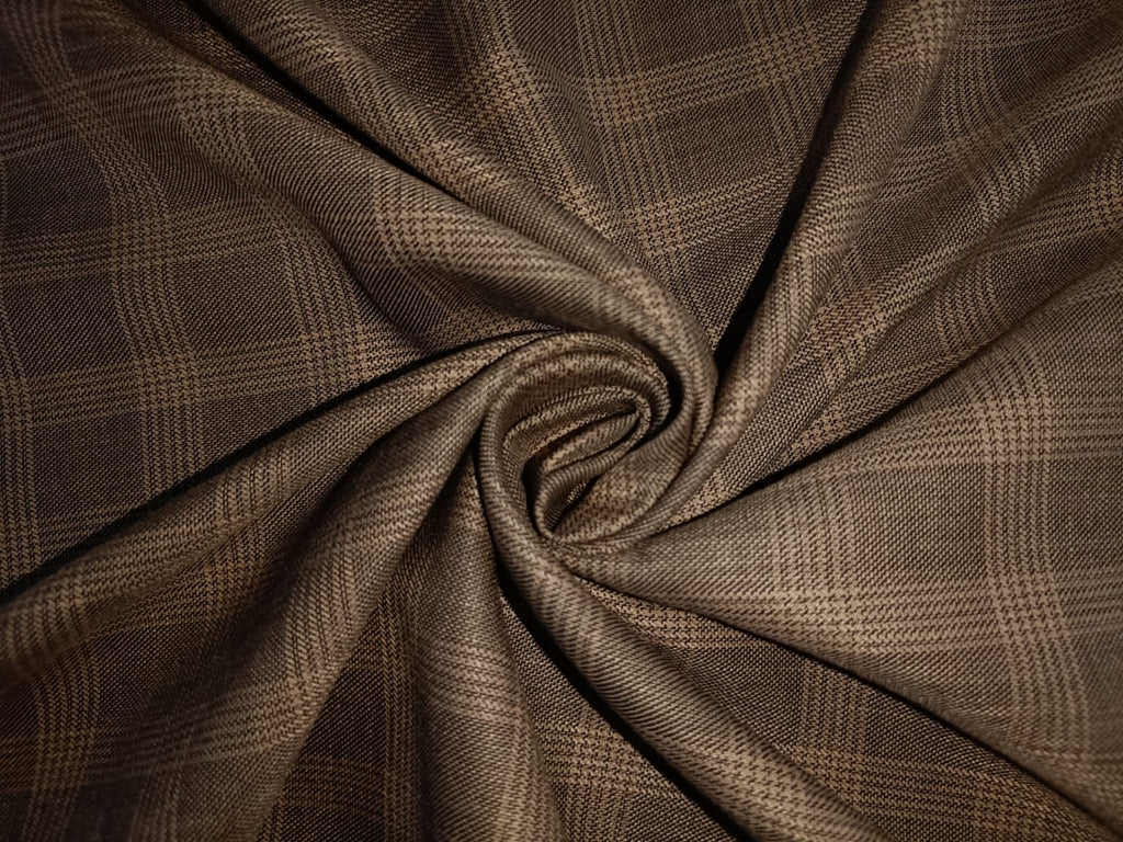 Tweed Suiting Heavy weight premium Fabric BROWN Plaids 58" wide [12978]