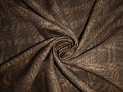 Tweed Suiting Heavy weight premium Fabric BROWN Plaids 58" wide [12978]