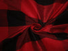 100% PURE SILK DUPION FABRIC RED WINE AND BLACK Color PLAIDS 54" wide DUPC116 [9774]