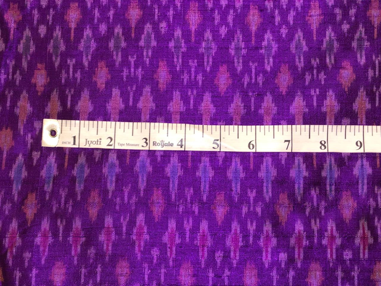 100% pure silk dupion ikat fabric purple color 44" wide [18477]