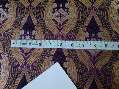 Silk Brocade fabric AUBERGINE AND METALIC GOLD COLOR 44" wide BRO897[6]