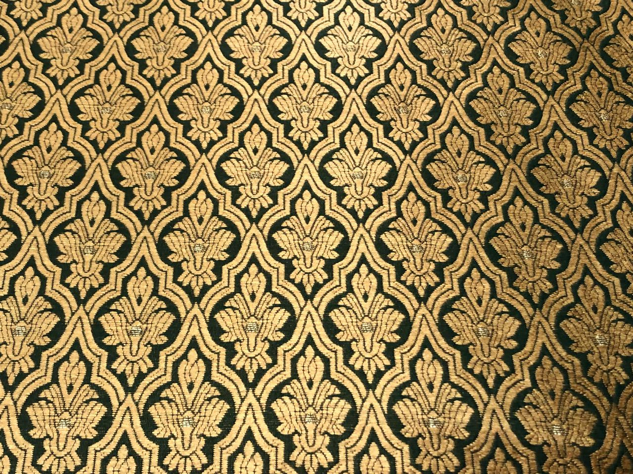 Silk Brocade fabric with subtle gold metallic jacquard motifs44" wide available in 4 colors rosy brown ,rust, bottle green and purple BRO1104