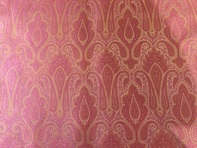 Silk Brocade fabric 44" wide paisley Jacquard available in 3 colors PINK, MANGO/PINK ,PINK AND PEACH BRO910[1/2/3]